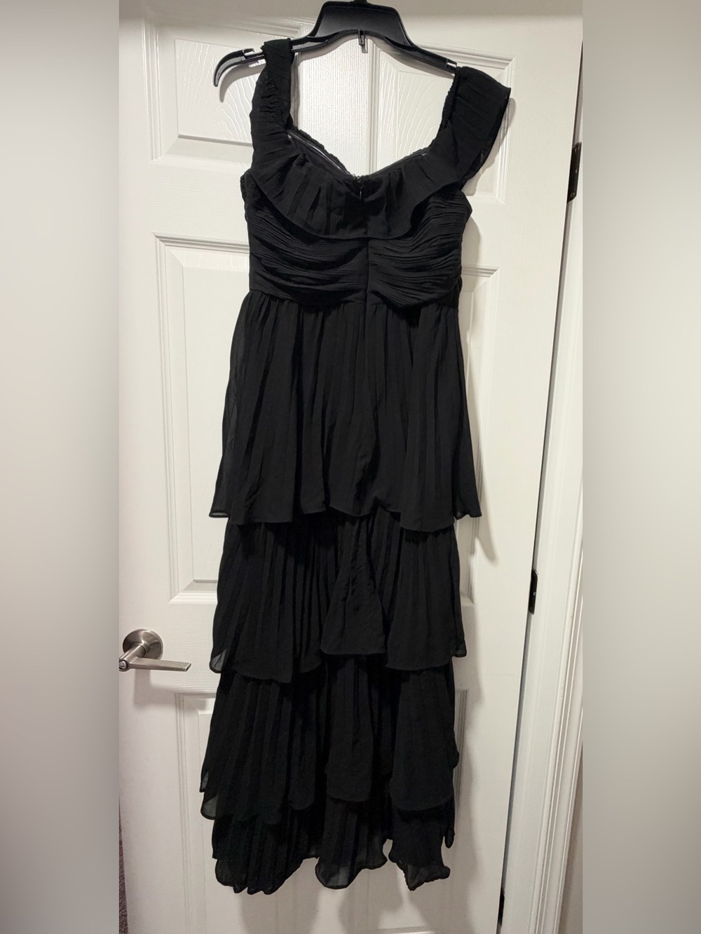 Always Remarkable Black Pleated Off-the-Shoulder